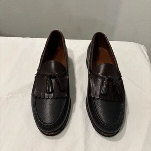 Allen Edmonds Nashua Black and Brown Leather Tassel Loafers Slip on Sz 10.5
